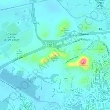Mapa topográfico Morro da Ventosa, altitud, relieve