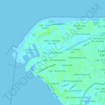 Mapa topográfico COL. ELECTRICISTAS, altitud, relieve