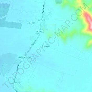 Mapa topográfico El Limonal, altitud, relieve