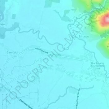 Mapa topográfico Mambog, altitud, relieve