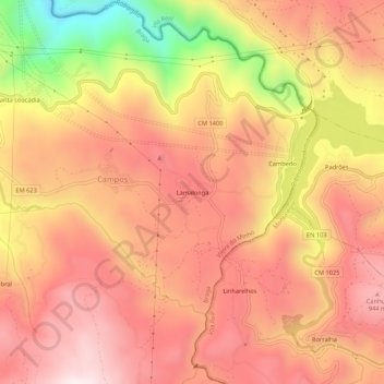 Mapa topográfico Lamalonga, altitud, relieve