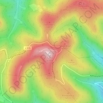 Mapa topográfico Haardt, altitud, relieve
