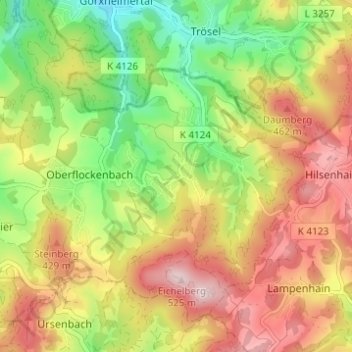 Mapa topográfico Steinklingen, altitud, relieve