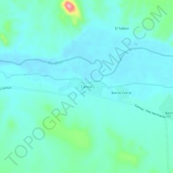 Mapa topográfico Camoa, altitud, relieve