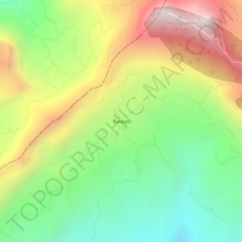 Mapa topográfico Bateas, altitud, relieve