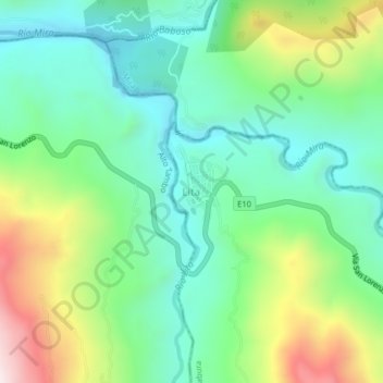Mapa topográfico Lita, altitud, relieve