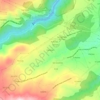 Mapa topográfico Casteligo, altitud, relieve