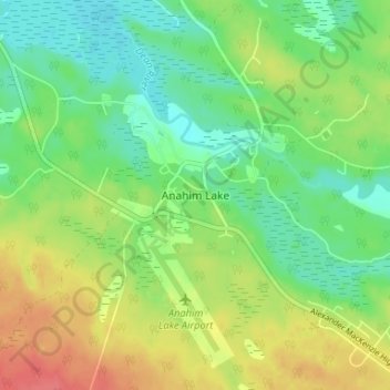 Mapa topográfico Anahim Lake, altitud, relieve