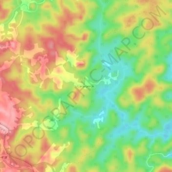 Mapa topográfico Laranjeiras, altitud, relieve