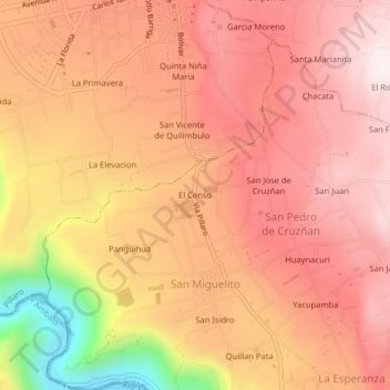 Mapa topográfico El Censo, altitud, relieve