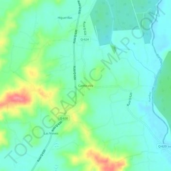 Mapa topográfico Cambrales, altitud, relieve
