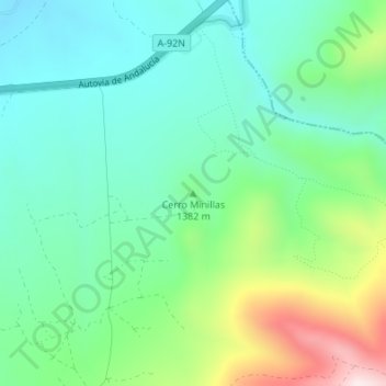 Mapa topográfico Cerro Minillas, altitud, relieve