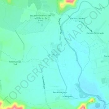Mapa topográfico El Maitén, altitud, relieve