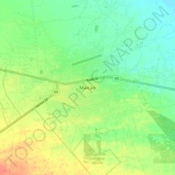 Mapa topográfico Maicao, altitud, relieve