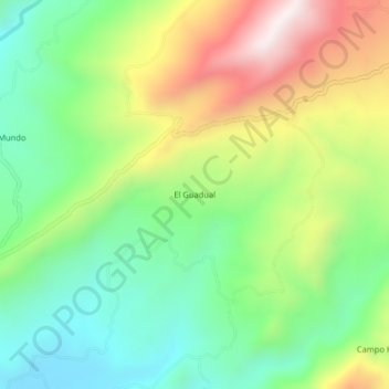 Mapa topográfico El Guadual, altitud, relieve