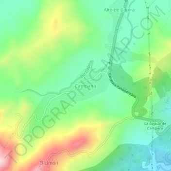 Mapa topográfico Campana, altitud, relieve