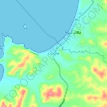 Mapa topográfico La Crucita, altitud, relieve