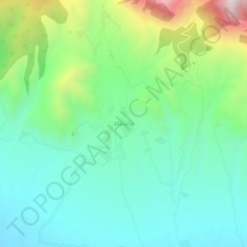Mapa topográfico Malana, altitud, relieve