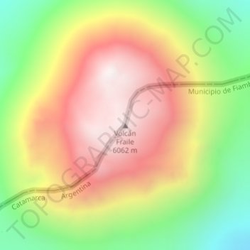 Mapa topográfico Volcán Fraile, altitud, relieve