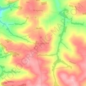 Mapa topográfico Bragantina, altitud, relieve