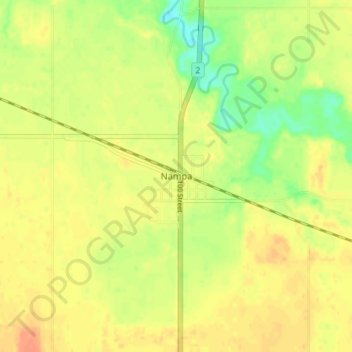 Mapa topográfico Nampa, altitud, relieve