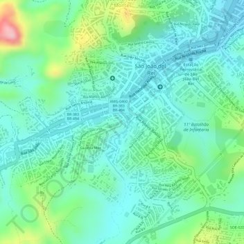 Mapa topográfico Vegetação Nativa, altitud, relieve