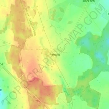 Mapa topográfico Pinnow, altitud, relieve