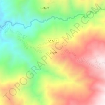 Mapa topográfico El Galpón, altitud, relieve