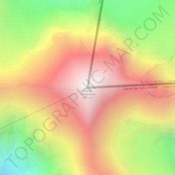 Mapa topográfico Mount Fairweather, altitud, relieve