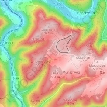 Mapa topográfico Löhma, altitud, relieve