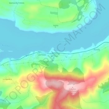Mapa topográfico Villanueva de las Rozas, altitud, relieve