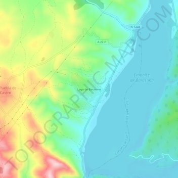 Mapa topográfico Lago de Barasona, altitud, relieve