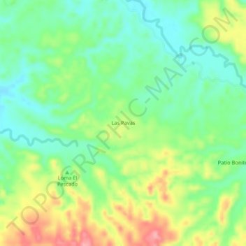 Mapa topográfico Las Pavas, altitud, relieve