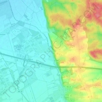 Mapa topográfico Derching, altitud, relieve