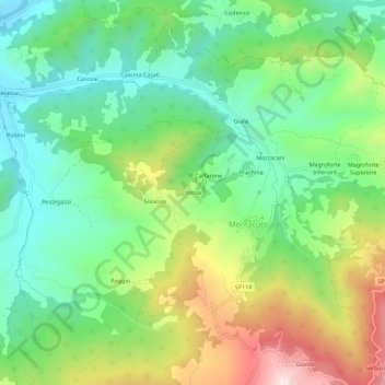 Mapa topográfico Incisa, altitud, relieve