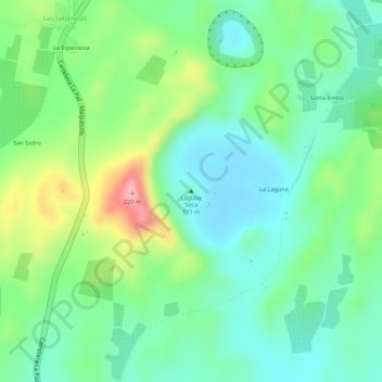 Mapa topográfico Laguna Seca, altitud, relieve