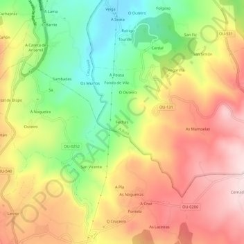 Mapa topográfico Fechas, altitud, relieve