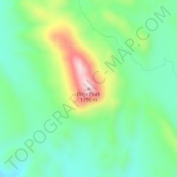 Mapa topográfico Roys Peak, altitud, relieve