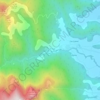 Mapa topográfico Sant Privat d'En Bas, altitud, relieve