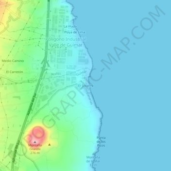 Mapa topográfico El Socorro, altitud, relieve