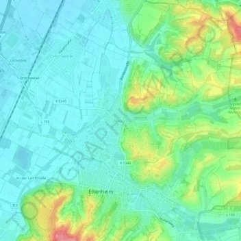 Mapa topográfico Altdorf, altitud, relieve
