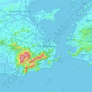 Mapa topográfico Río de Janeiro, altitud, relieve