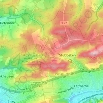 Mapa topográfico Schälk, altitud, relieve