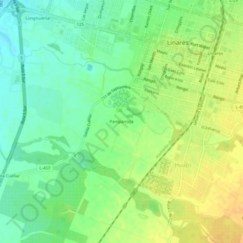 Mapa topográfico Pamparraza, altitud, relieve