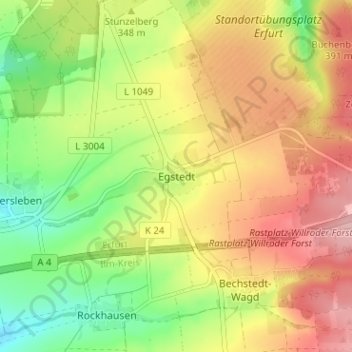 Mapa topográfico Egstedt, altitud, relieve