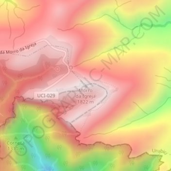 Mapa topográfico Morro da Igreja, altitud, relieve
