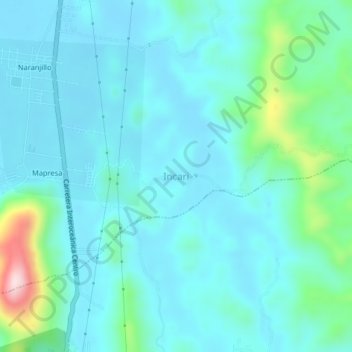 Mapa topográfico Incari, altitud, relieve