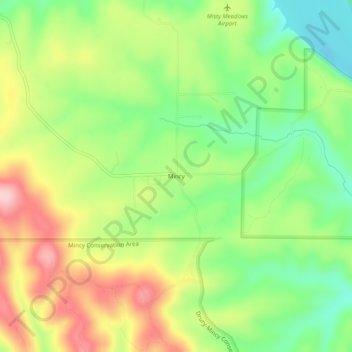 Mapa topográfico Mincy, altitud, relieve