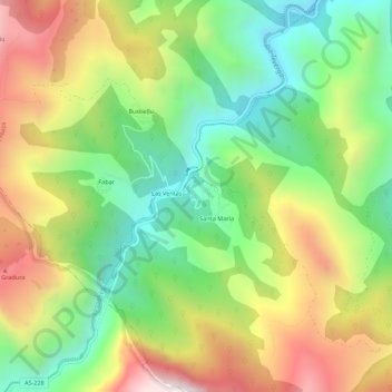 Mapa topográfico El Toral, altitud, relieve