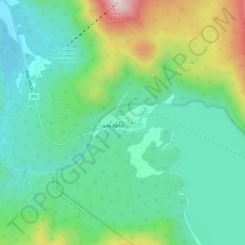 Mapa topográfico Puerto Fuy, altitud, relieve